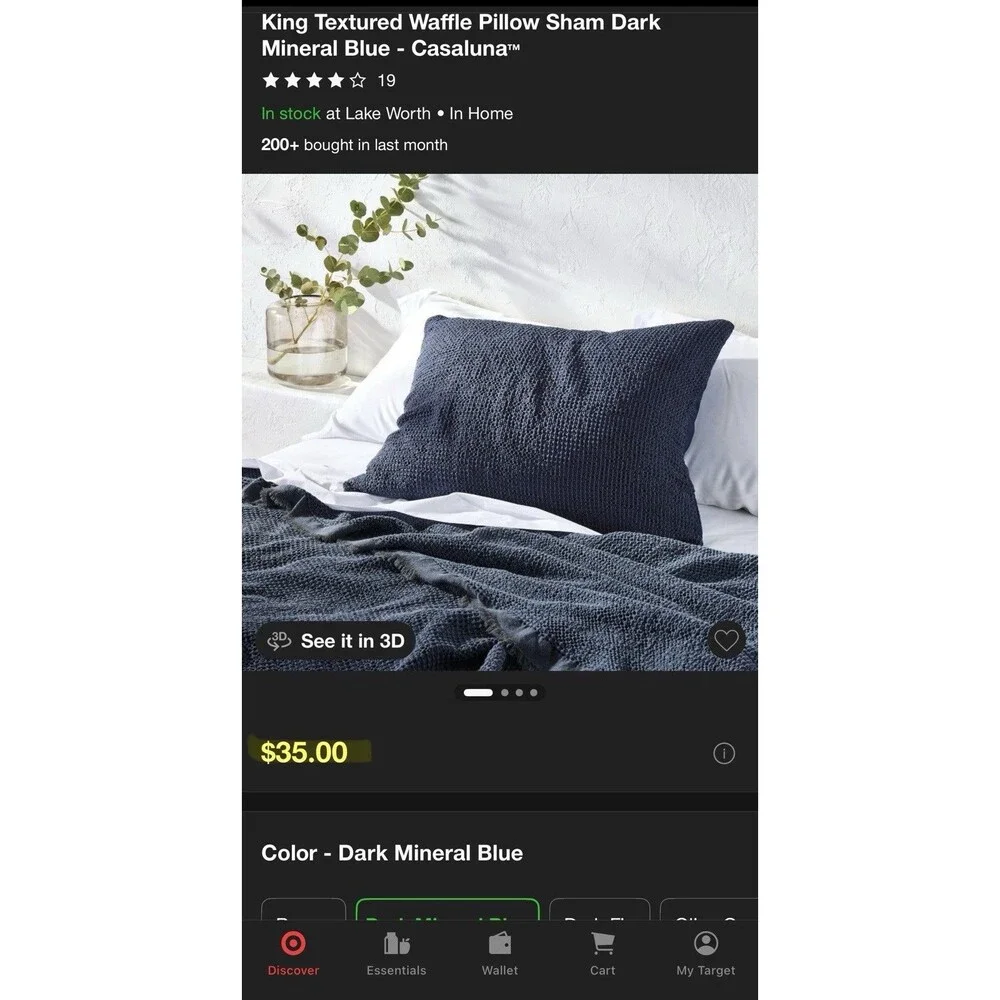 SET! King Textured Waffle Coverlet & 2 King Shams Dark Mineral Blue Casaluna